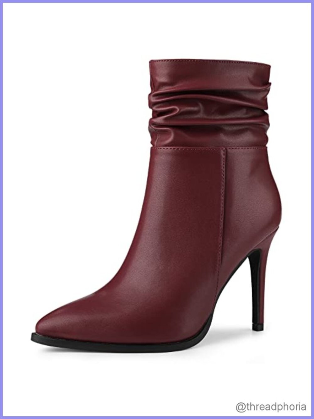 Slouched Stiletto Heel Ankle Boots Pointed Toe Side Zip Women's Shoes